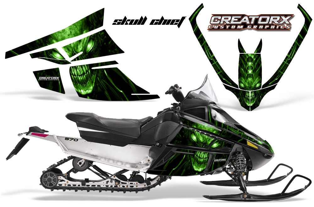 Arctic Cat F Series Graphics Kit Skull Chief sm Green B